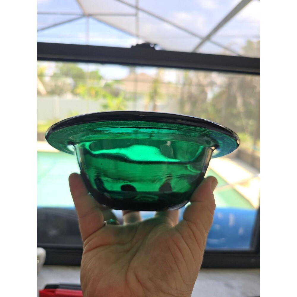 Vintage MCM Emerald Green Blown Glass Bowl | Single Bowl